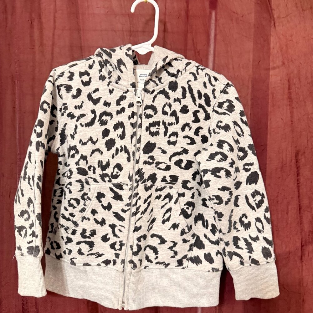Kids Lightweight B/W‎ Cheetah Print Hoodie XS (4-5)